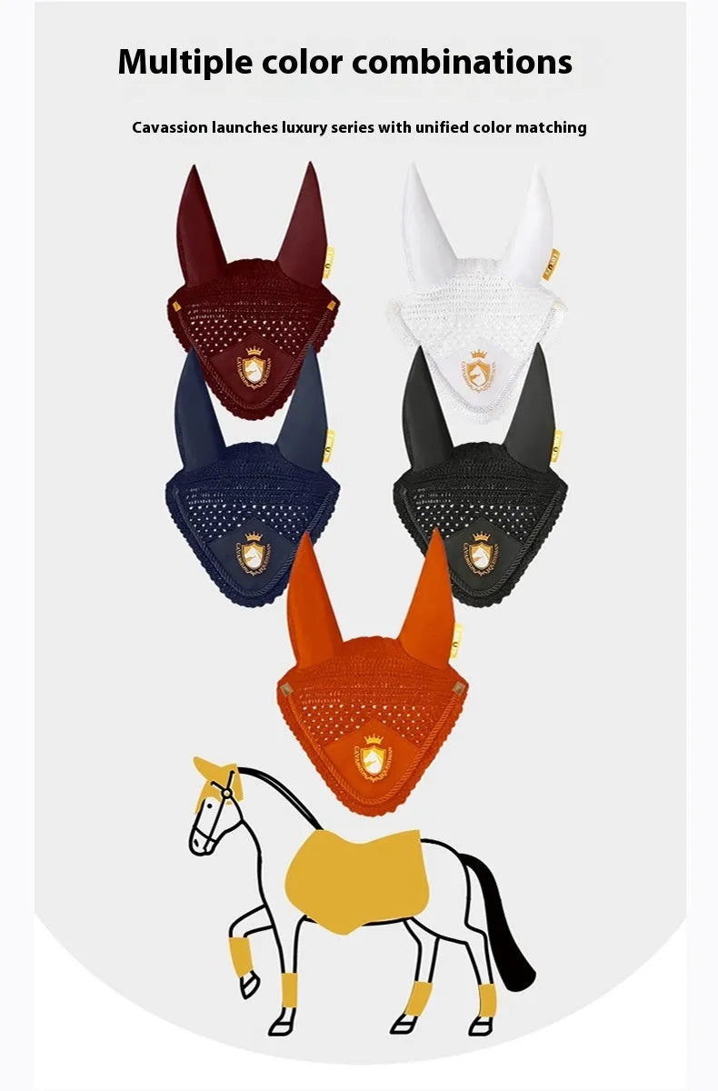Horse earmuffs for mosquito protection – equestrian head protective gear in multiple colours