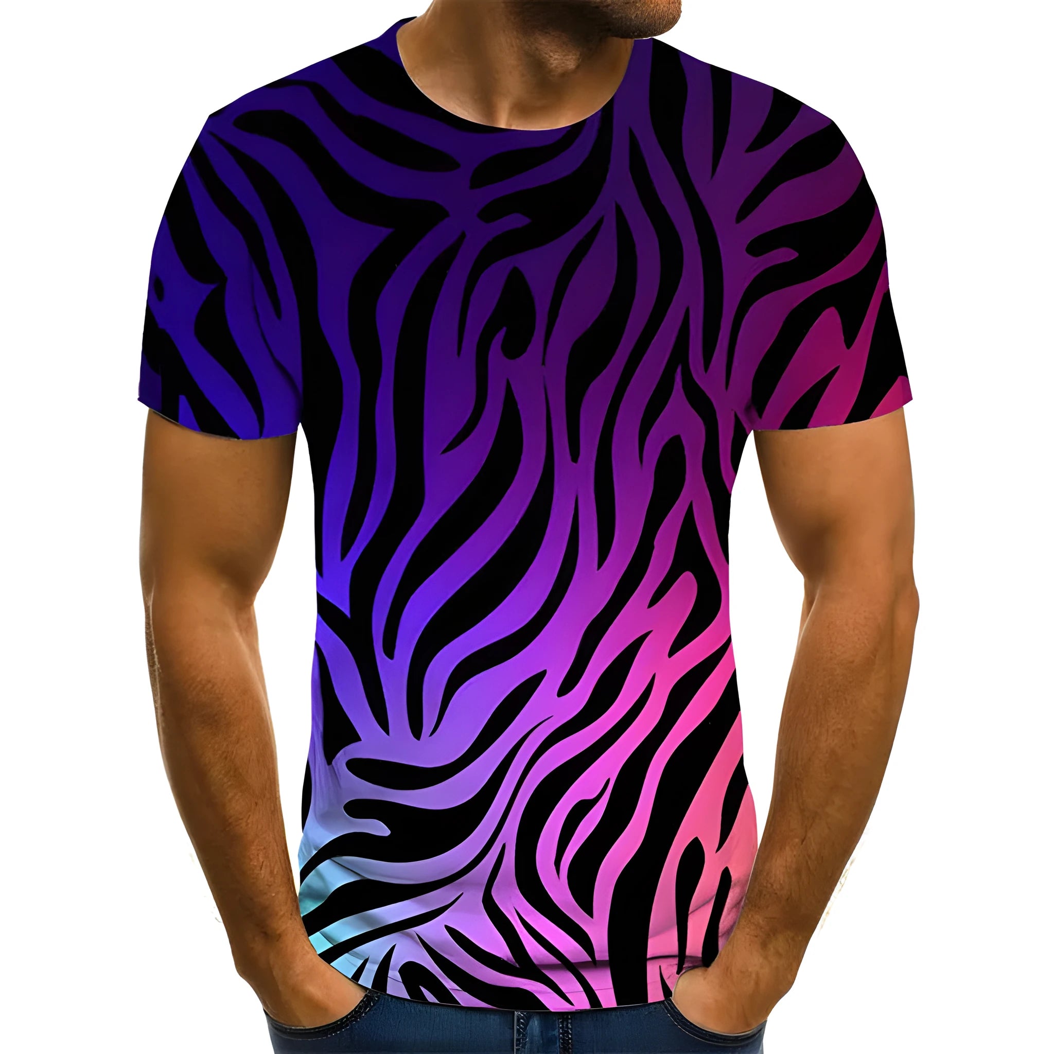 Light purple casual men's t-shirt short sleeve cloth fabric front view