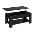 Black lifting coffee table with plate-type top and adjustable height mechanism in modern design