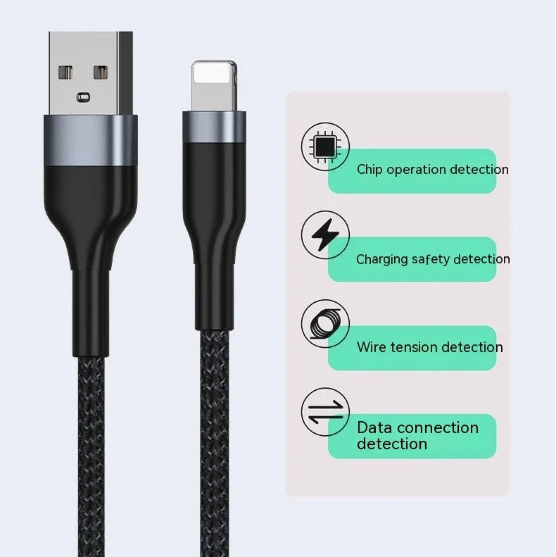 Braided data cable 2m woven fast charging USB Micro USB Type-C black