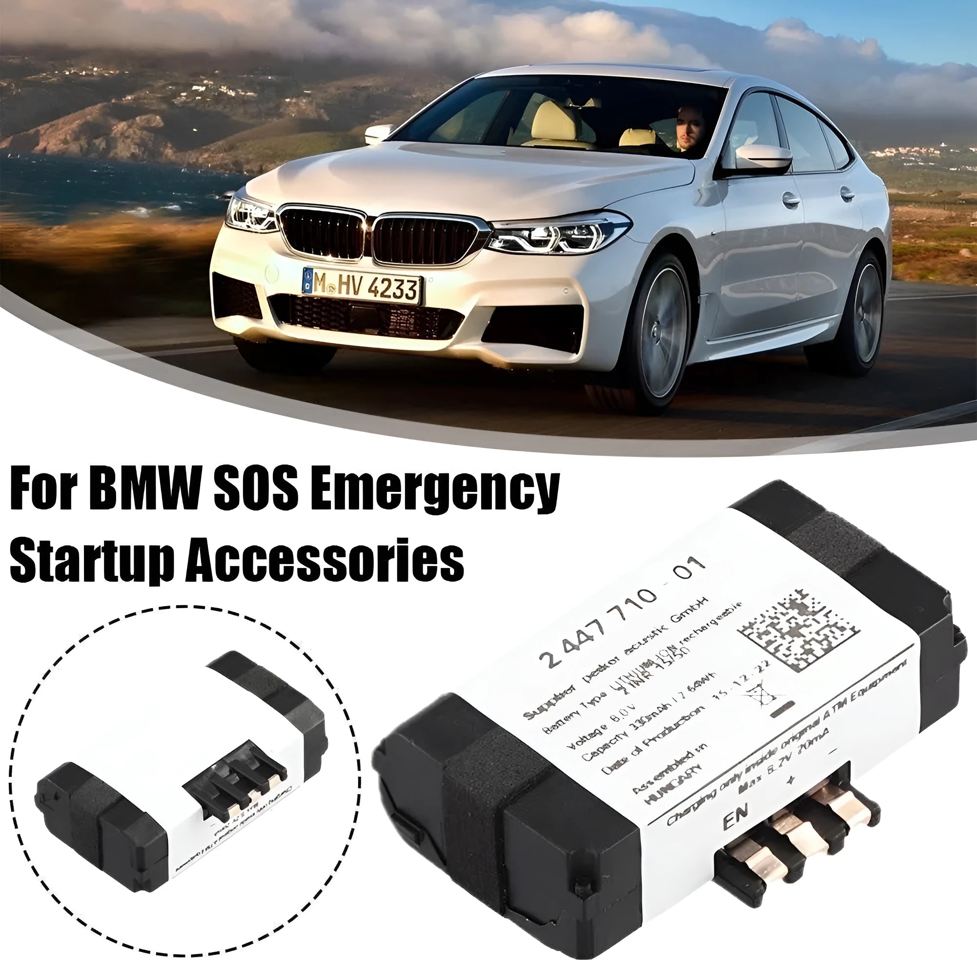 Car emergency battery start accessory for vehicle breakdown power connection