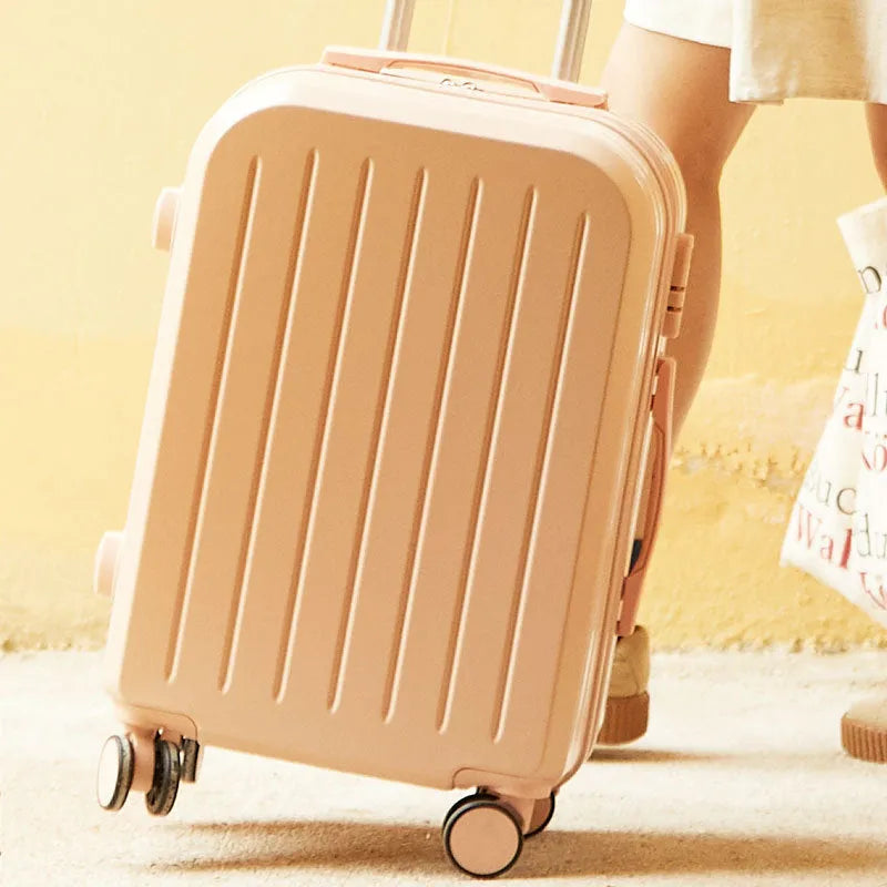 Candy colour ABS PC trolley case with universal wheels and pull rod, 20 inch size