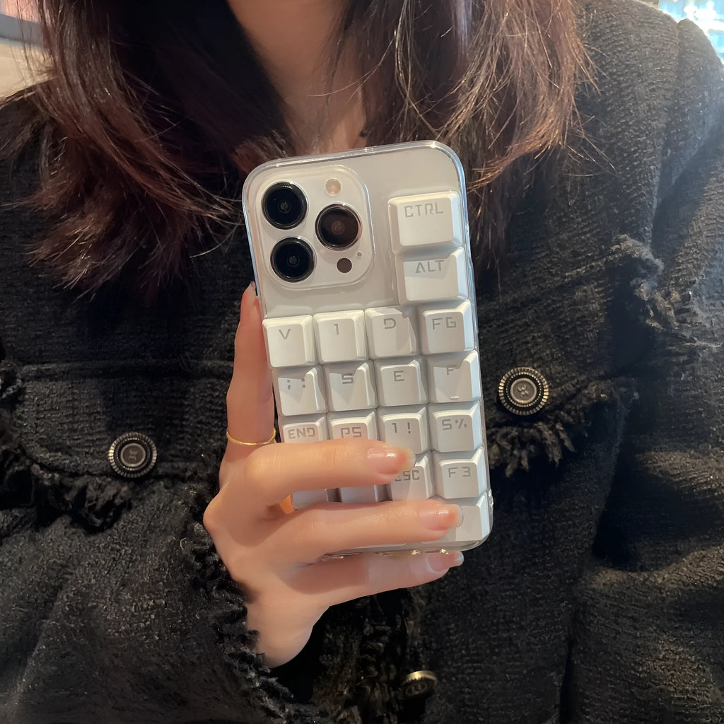Creative keyboard mobile phone case with dripping glue design for Apple iPhone