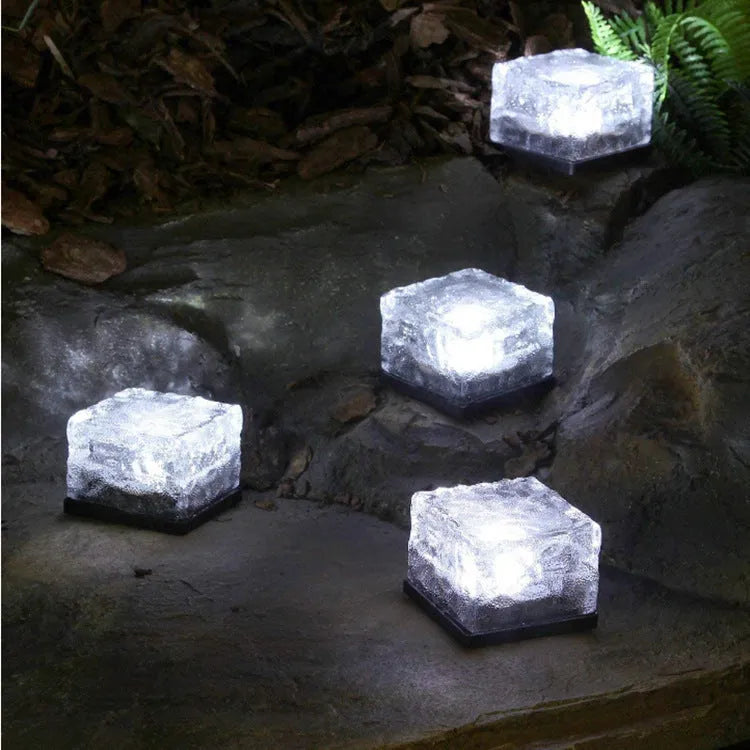 Solar LED floor tile light with acrylic top and polycrystalline panel for outdoor courtyard path lighting in two sizes