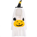 White pumpkin ghost dog costume in viscose material shown on pet model