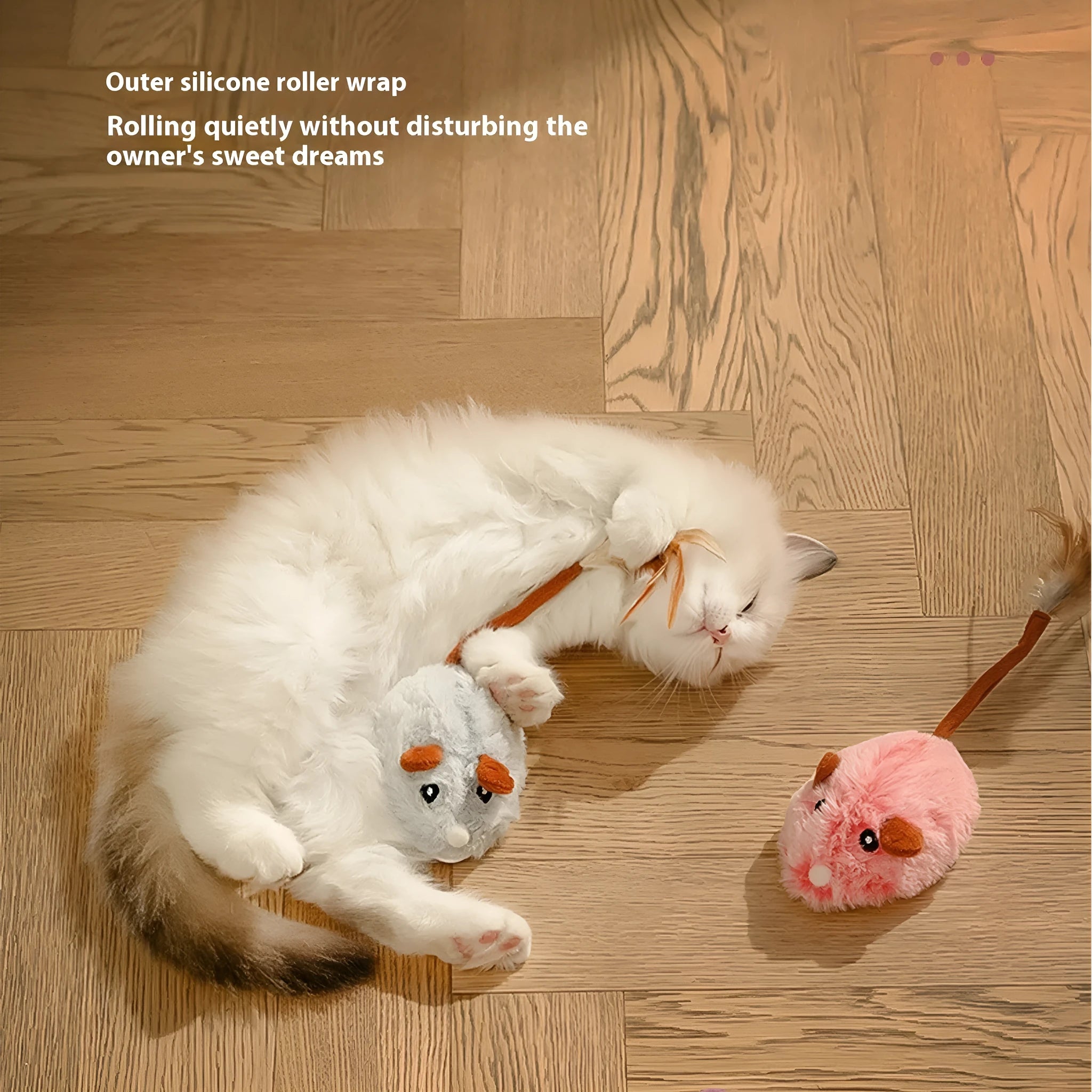 Electric mouse cat pole toy with plush mouse on charging pole in pink, gray, or purple