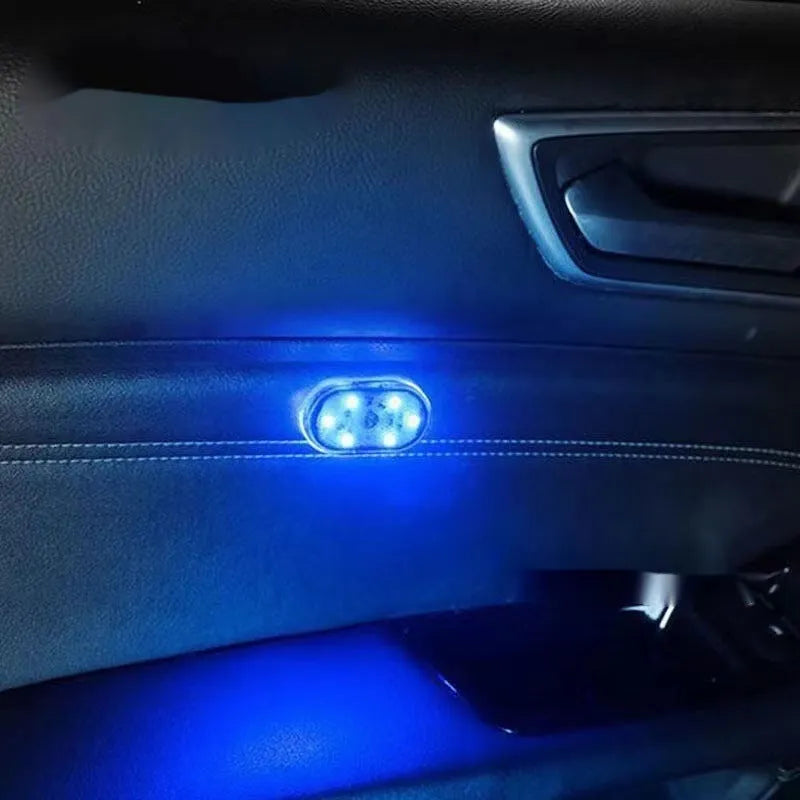 Universal car interior LED touch night lamp on ABS aluminium base in blue light colour option