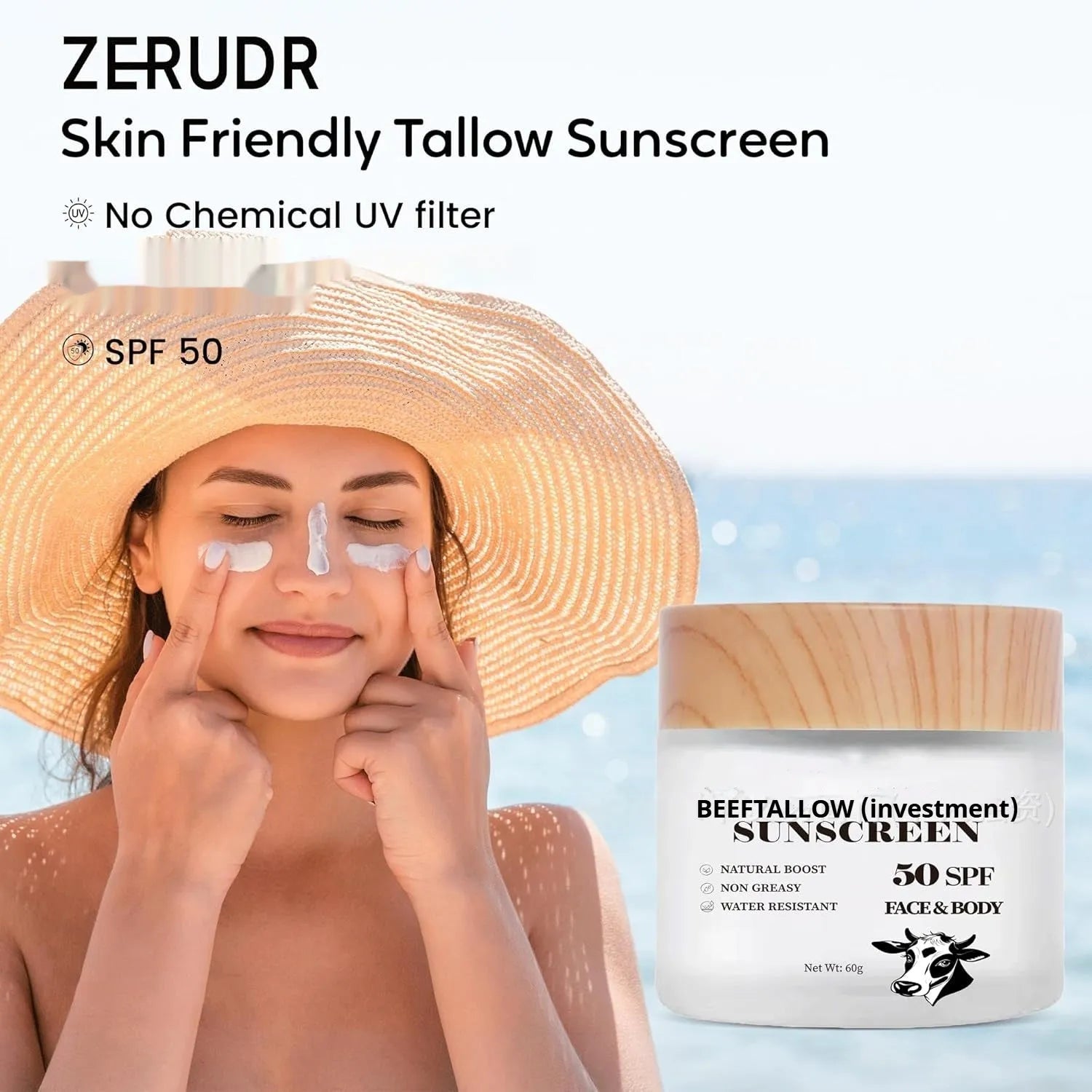 60g tube of beef tallow protective cream for waterproof, non-greasy hand protection.