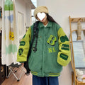 Women's plus size down thickened coat with lambswool cotton lining in college style, available in pink, green, and blue