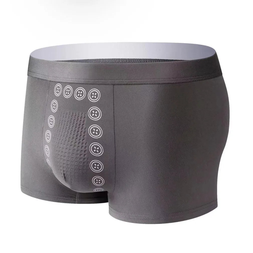 Men's massaging particle underwear in mid-waist design with breathable milk silk fabric