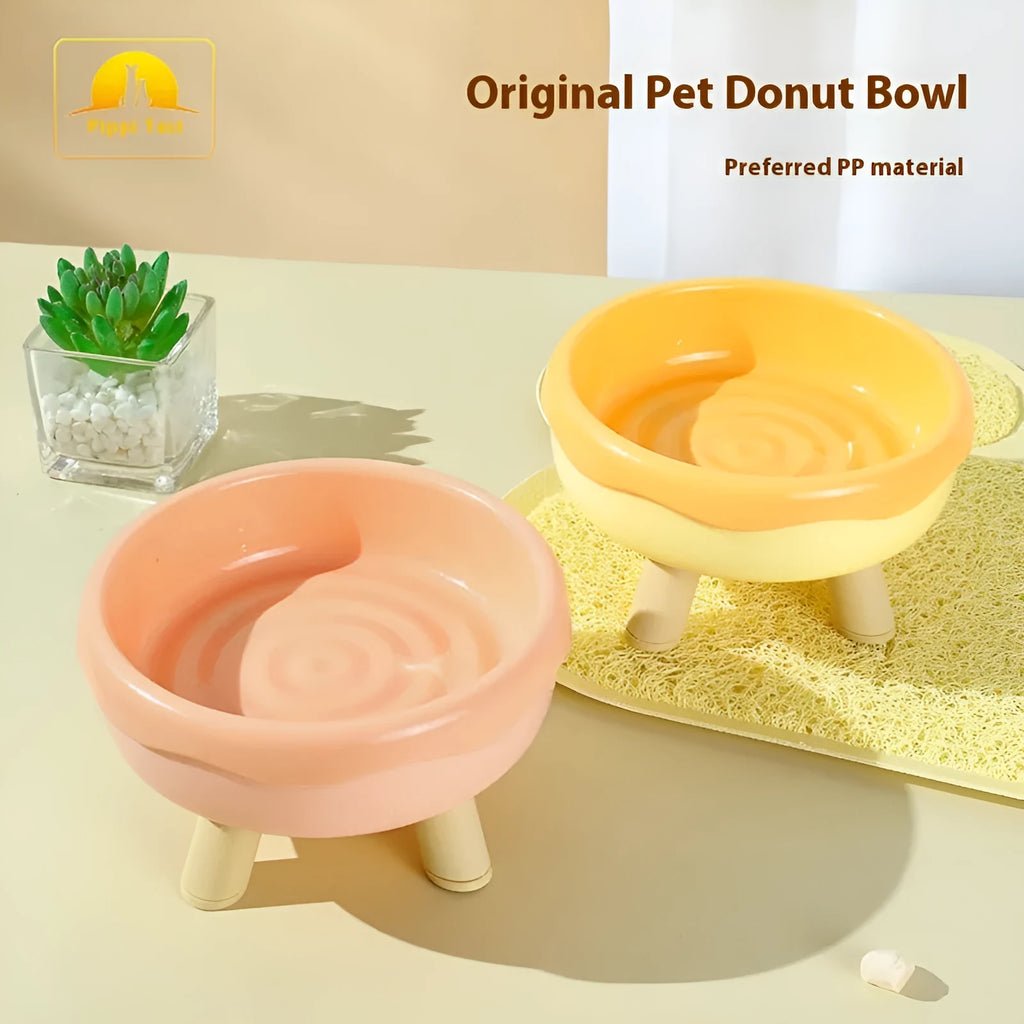 Donut four legs cat bowl 300ml PP plastic raised cat food holder available in multiple colours