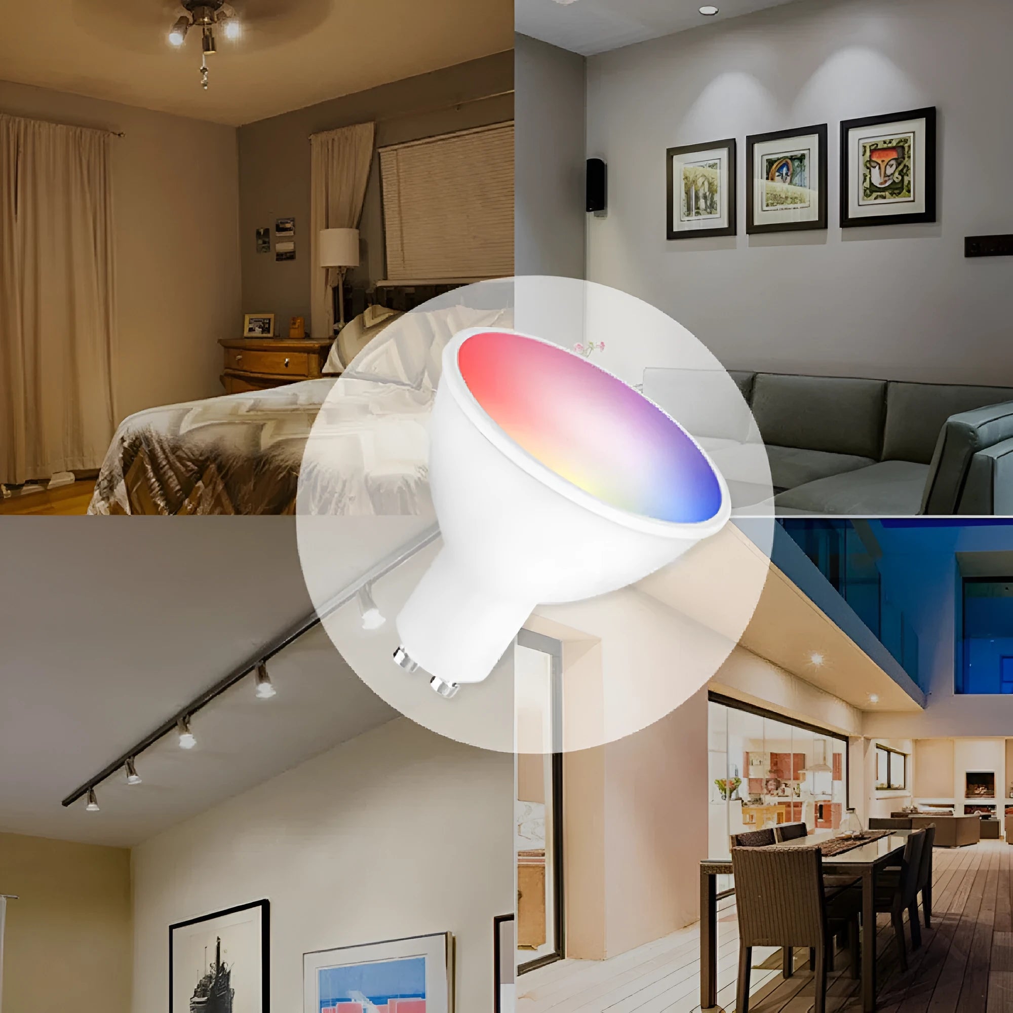 Compact GU10 smart LED spotlight with WiFi connectivity for RGBCCT colour mixing and voice control