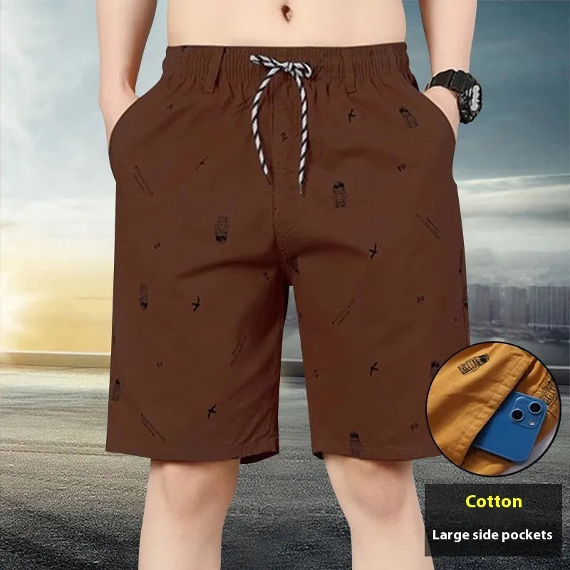 Loose cropped cotton summer pants in multiple colours on a size chart background.