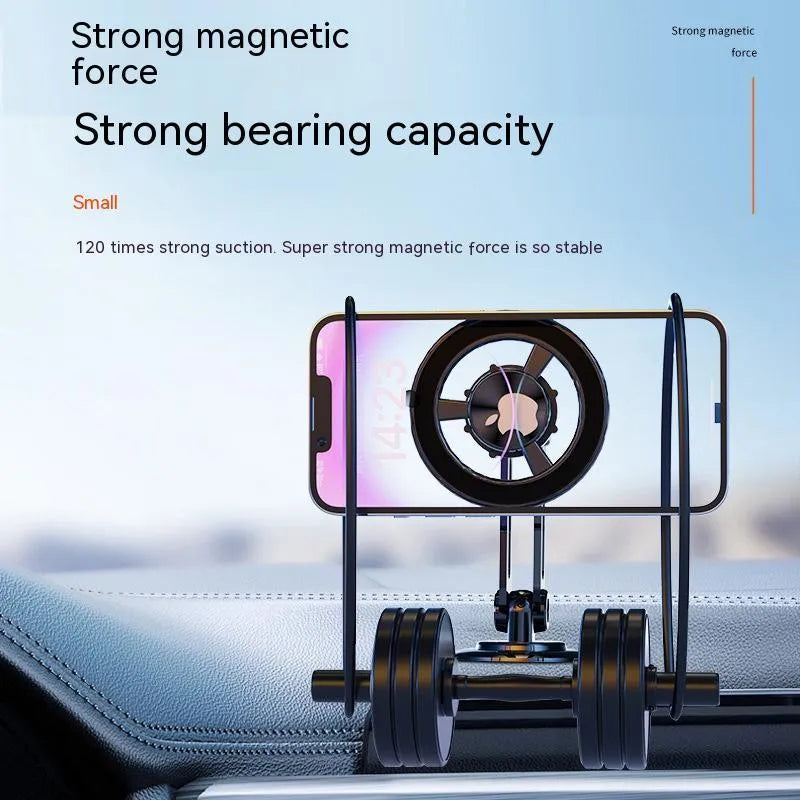 All-metal magnetic car phone holder in black, silver, gold, or rose gold with magnetic rings and adhesive pads