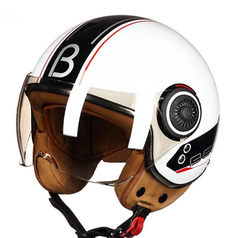 Retro battery car half helmet in bright colour options with lightweight ABS construction