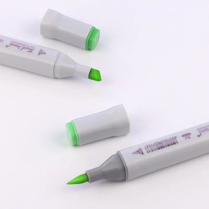 48 colour oily soft-tip marker set with square rods and round and oblique head tips for hand-painted designs