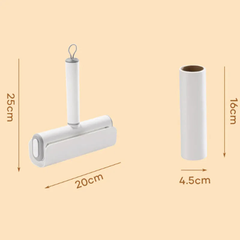 Handheld lint remover roller with tearable paper stick for removing pet hair from floors and furniture