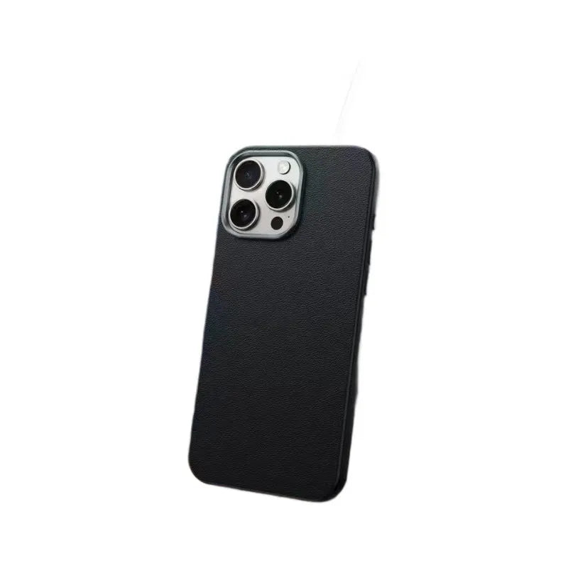 TPU phone case with leather pattern anti-slip texture in black for Apple iPhone 14 Pro