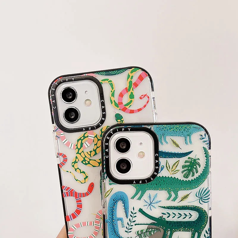 Snake pattern drop-proof mobile phone case for iPhone 14 Pro Max 13 12 series, shockproof cover