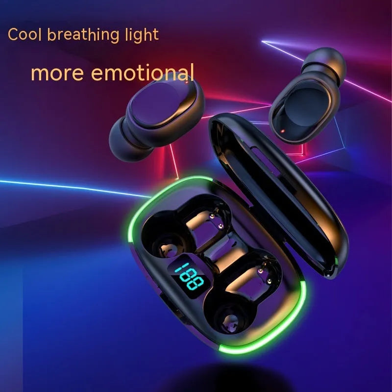 Black Y80 wireless Bluetooth earphone with in-ear design showing wireless charging capability