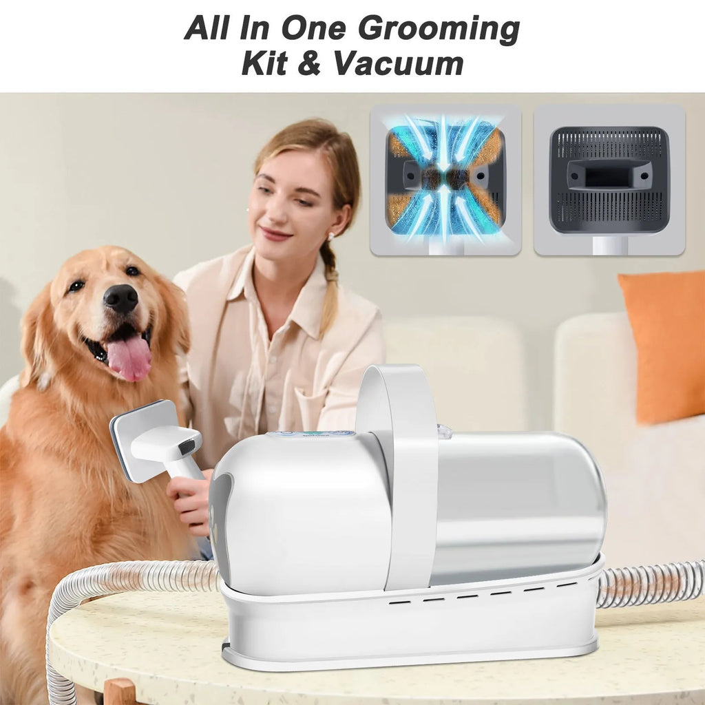 White ABS plastic 7-in-1 multifunctional dog grooming vacuum trimmer device
