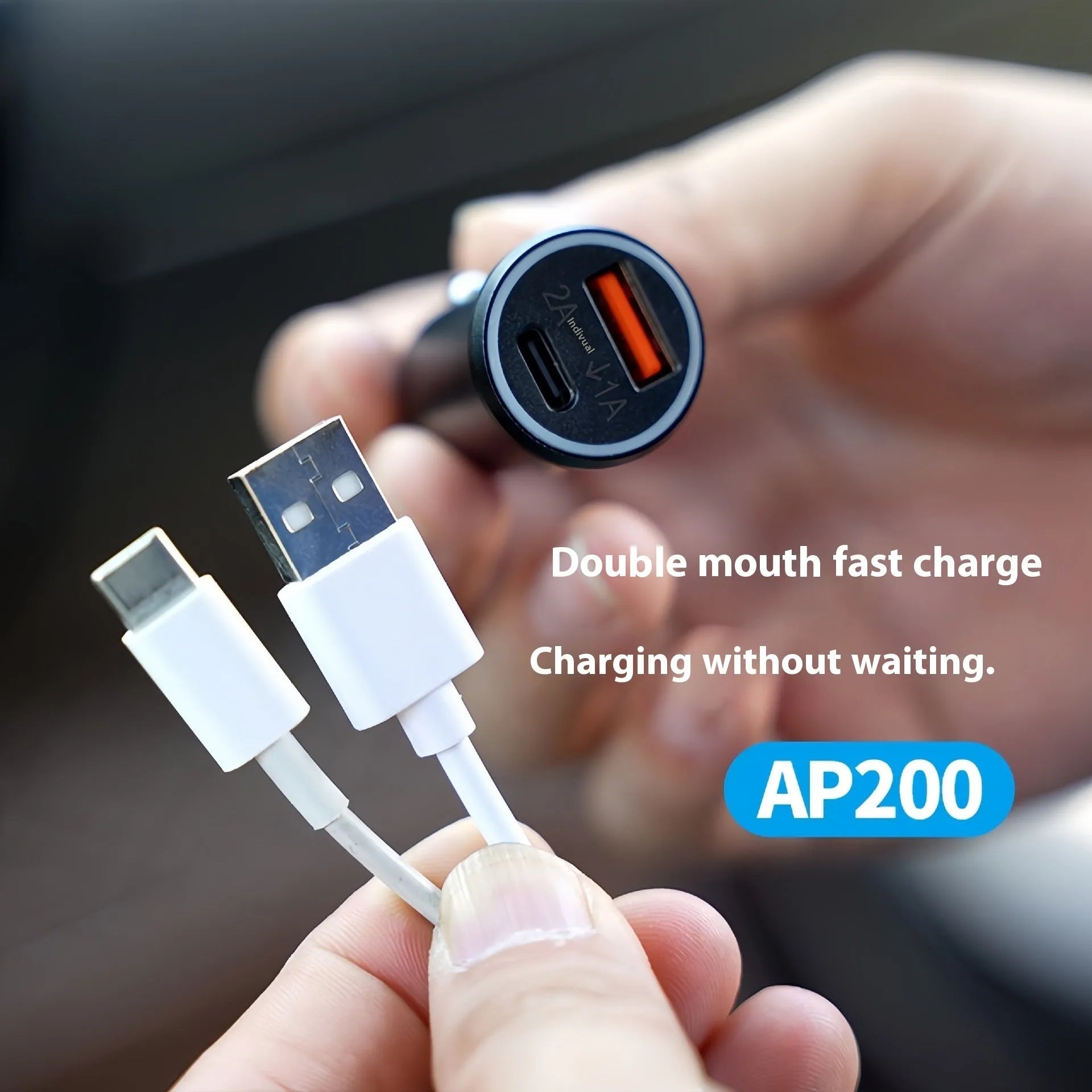 Black plug-in GPS car tracker with magnetic base, shown inserted into a vehicle's 12V lighter socket.