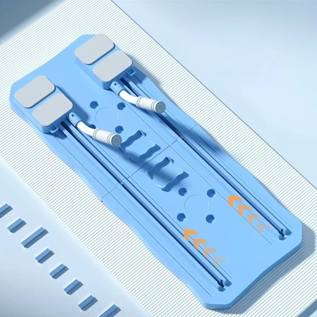 A portable blue ABS plastic fitness board for home core workouts on a flat surface.