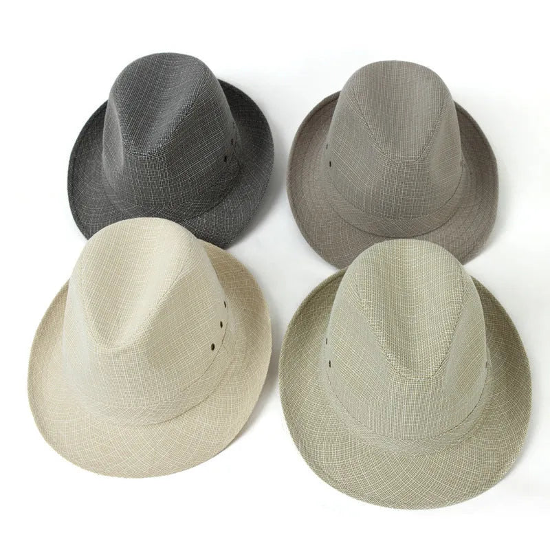 Classic brown fedora hat with pinched crown and 6cm brim, shown on a wooden table.