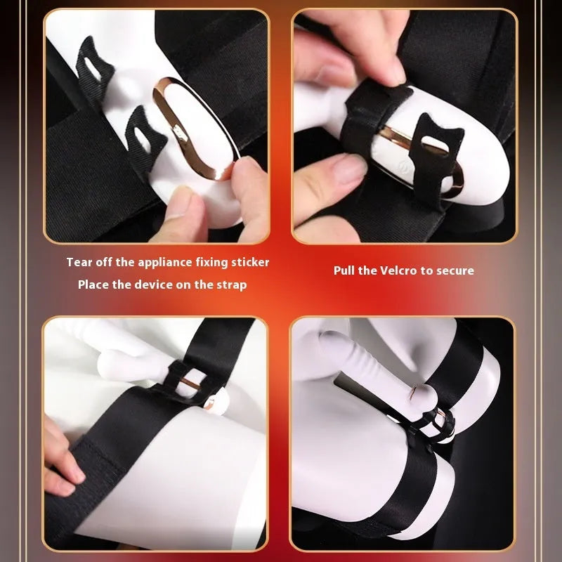Black knitted belt strap for adult appliance attachment with adjustable harness