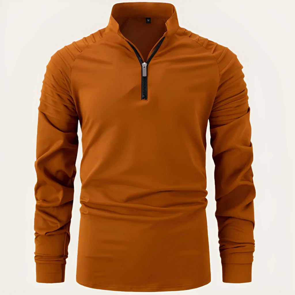 Men's spring autumn POLO zipper sports shirt in cotton blend slim fit long sleeve seven colours