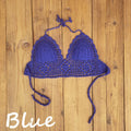 Women's acrylic bikini swimsuit top in twelve colour options with backless design