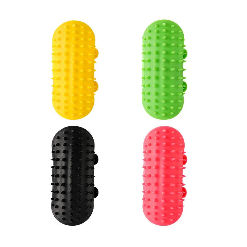 Silicone wall-mounted cat scratching comb with adjustable strap in four colour options