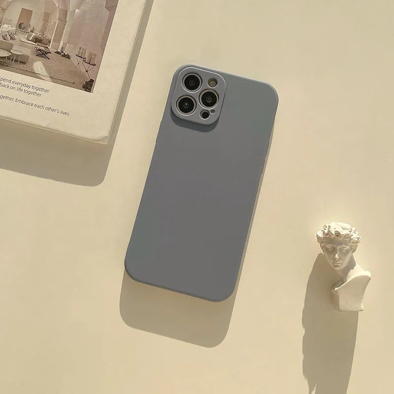 Frosted TPU phone case for iPhone 14 models shown in slate blue colour.