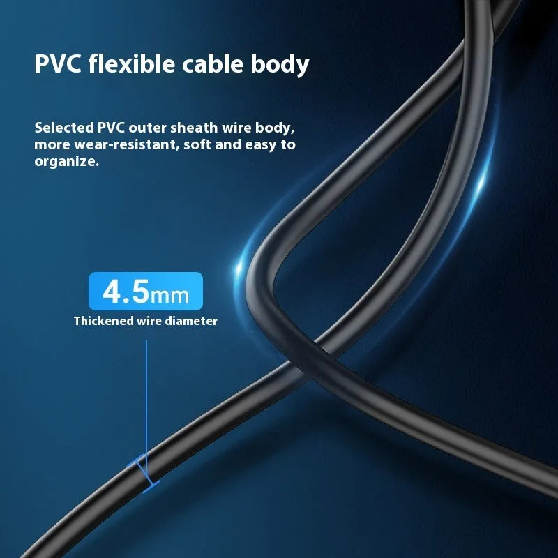 Black USB A Male to AM extension cable with straight head connectors showing length options from 0.5 to 5 metres