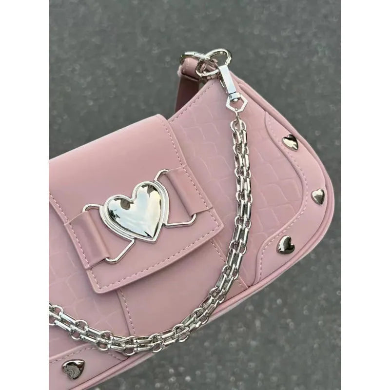 Sweet cool love corduroy underarm bag with chain detail and shoulder strap