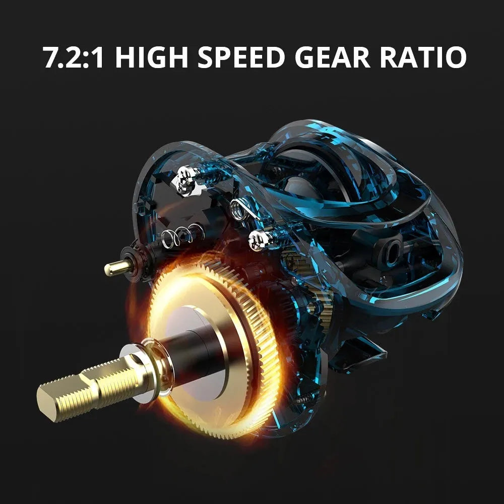 Drip wheel fishing reel with left or right hand wheel option for lure fishing
