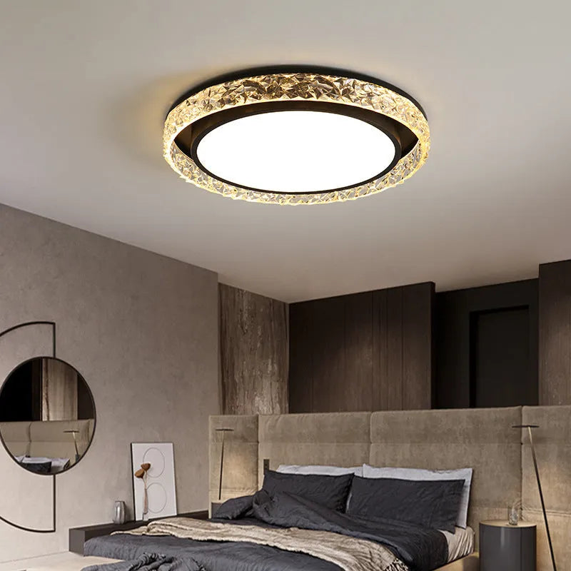 Nordic iron and acrylic ceiling lamp 50cm diameter with three-colour dimming, shown in white finish
