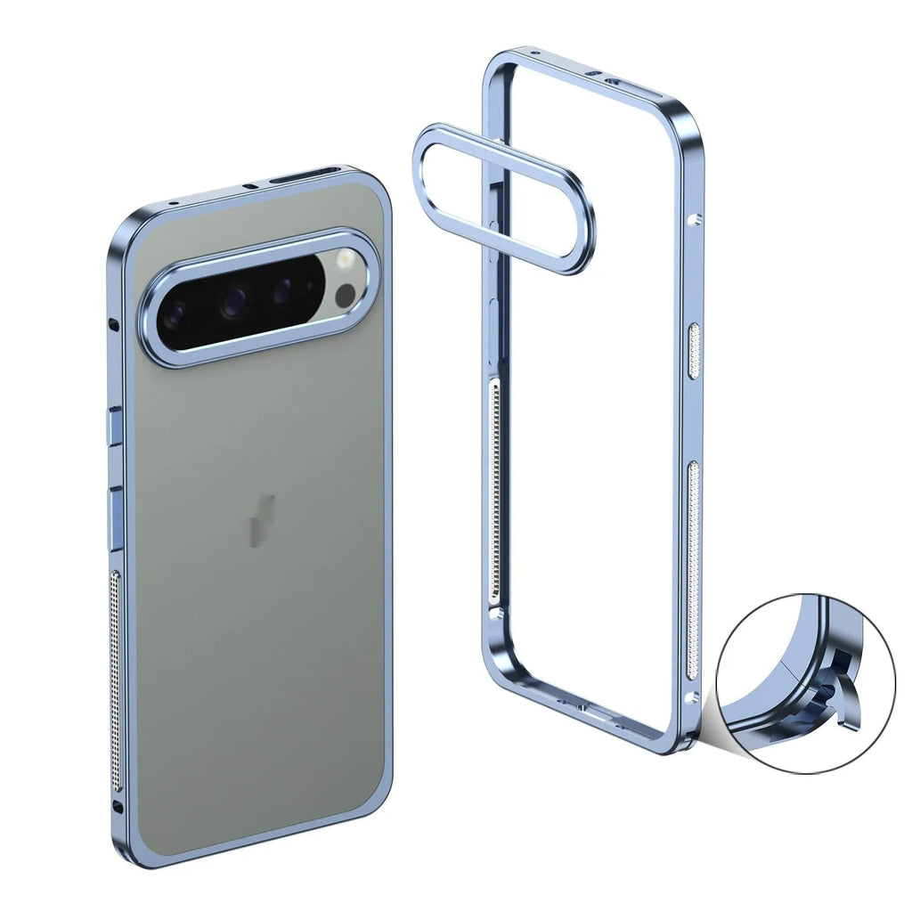 Aluminum alloy phone case for Google Pixel 9 with heat dissipation and separate lens case in four colour options