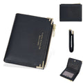 PU leather women's wallet open to show multiple card slots and a zippered coin compartment.