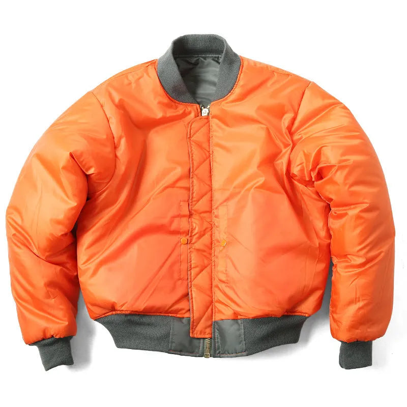 Men's loose-fitting American workwear pilot jacket in army green with cotton padding.