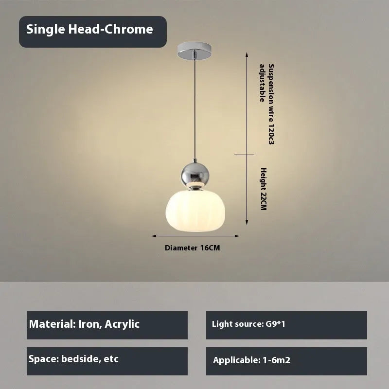 Creative alloy pumpkin chandelier light fixture for ceiling mounting in cream, red, green, chrome, or walnut finish.