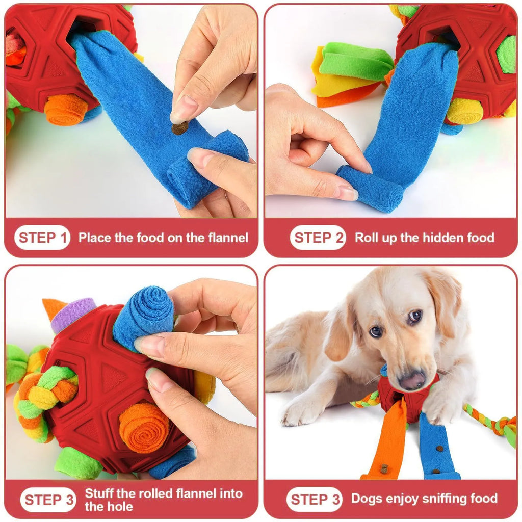 Blue TPR rubber sniffing ball dog puzzle toy for interactive training