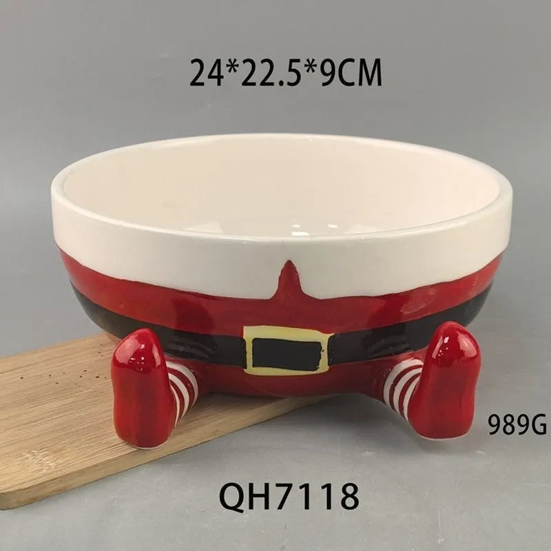 White porcelain ceramic Christmas fruit plate snack tray with modern simplicity design, suitable for holiday gifting