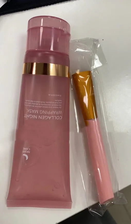 75ml collagen night face mask bottle with application brush for firming and hydration