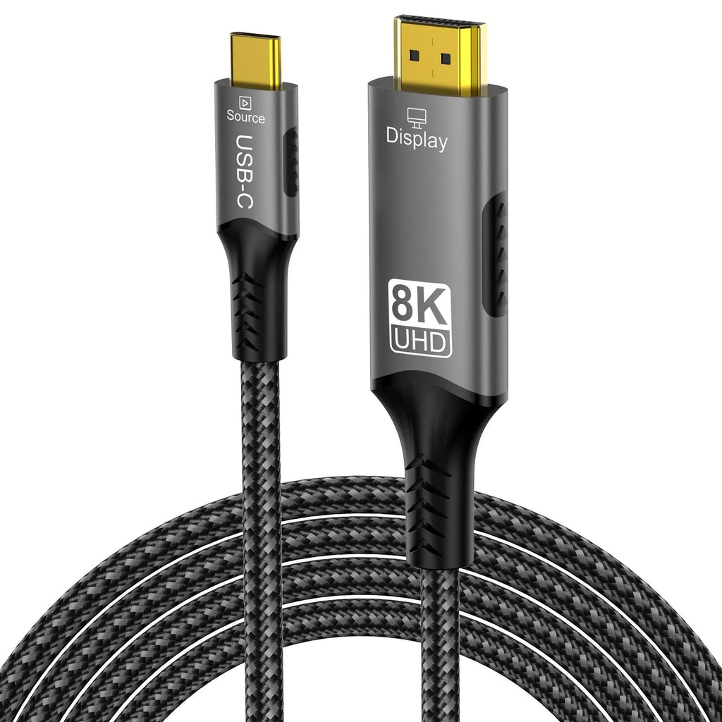 8K60Hz Type-C male to HDMI conversion data cable in black, available in 1m, 2m, and 3m lengths