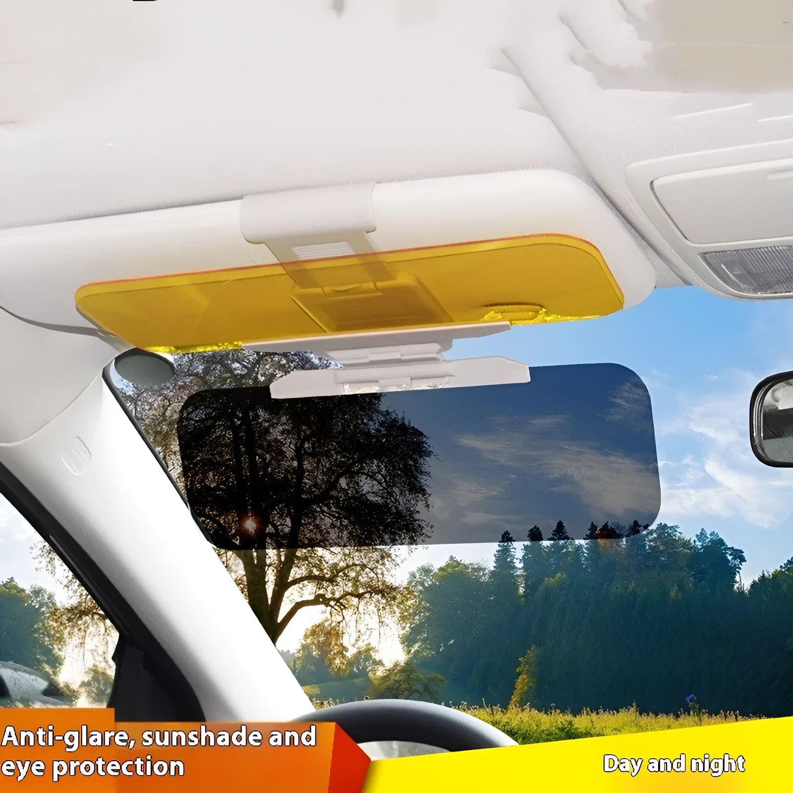 Car day and night dual-use glare proof mirror in PVC material on a sun visor