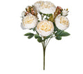 Artificial silk peony bouquet in a vase, showing realistic pink and champagne coloured blooms for home decor.