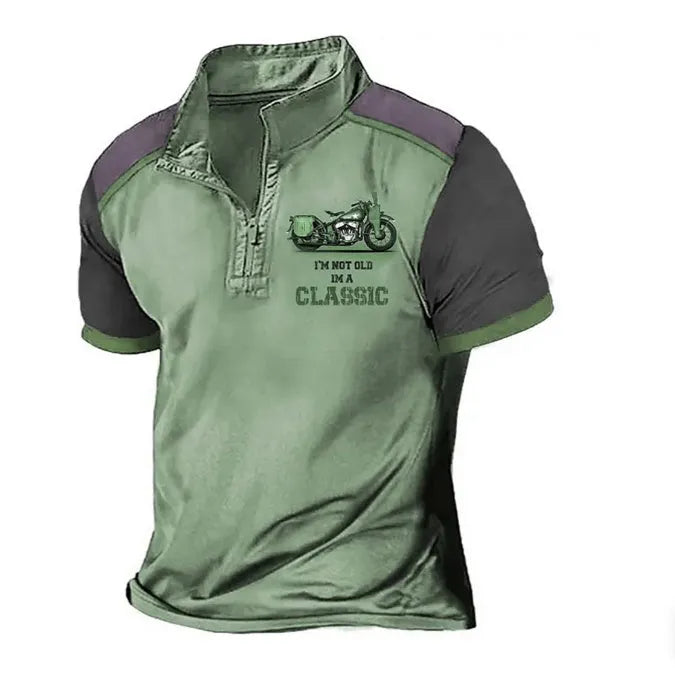 Men's loose fit golf polo shirt with 3D digital printed design on polyester bird eye cloth fabric