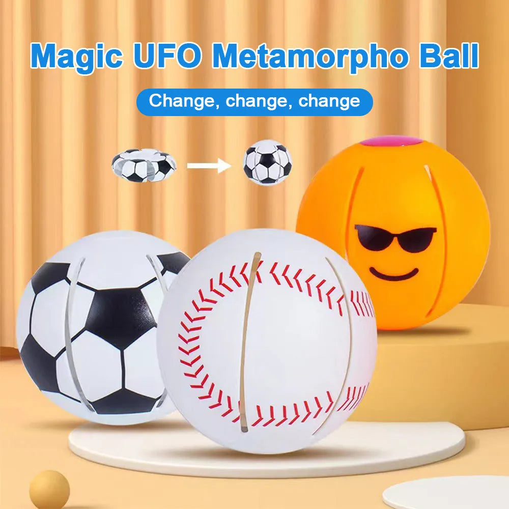 Interactive 9cm dog ball toy that converts to flying disc in six colour options