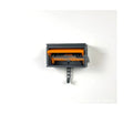 Car garage key holder with opening door, adhesive back, stripe pattern in beige and dark grey on wall